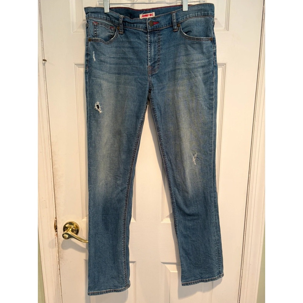Johnny Was Tomboy Jeans 29 Distressed Relaxed Red Stitch Boho Western Boyfriend